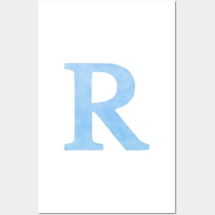 The Letter R Blue Metallic Posters and Art